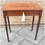 MAHOGANY WORK TABLE, with single frieze drawer opening to reveal an open space with eight small