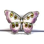 AN ENAMELLED SILVER BUTTERFLY BROOCH measuring approx. 3.7cm at widest points, with C clasp and
