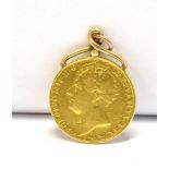 AN 1823 GEORGE IV GOLD TWO POUNDS PENDANT Sovereign has been adapted for pendant with a yellow