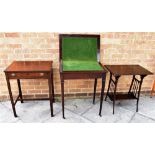 MAHOGANY FOLDOVER CARD TABLE, raised on square tapering legs with casters, H 74cm x W 60cm x D