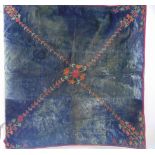 AN INDIAN EMBROIDERED VELVET WALL-HANGING OR TABLE COVERING late 19th or early 20th century,