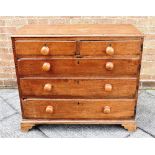 AN OAK CHEST OF TWO SHORT OVER THREE LONG DRAWERS, and raised on bracket feet, H 80cm x W 95.5cm x D