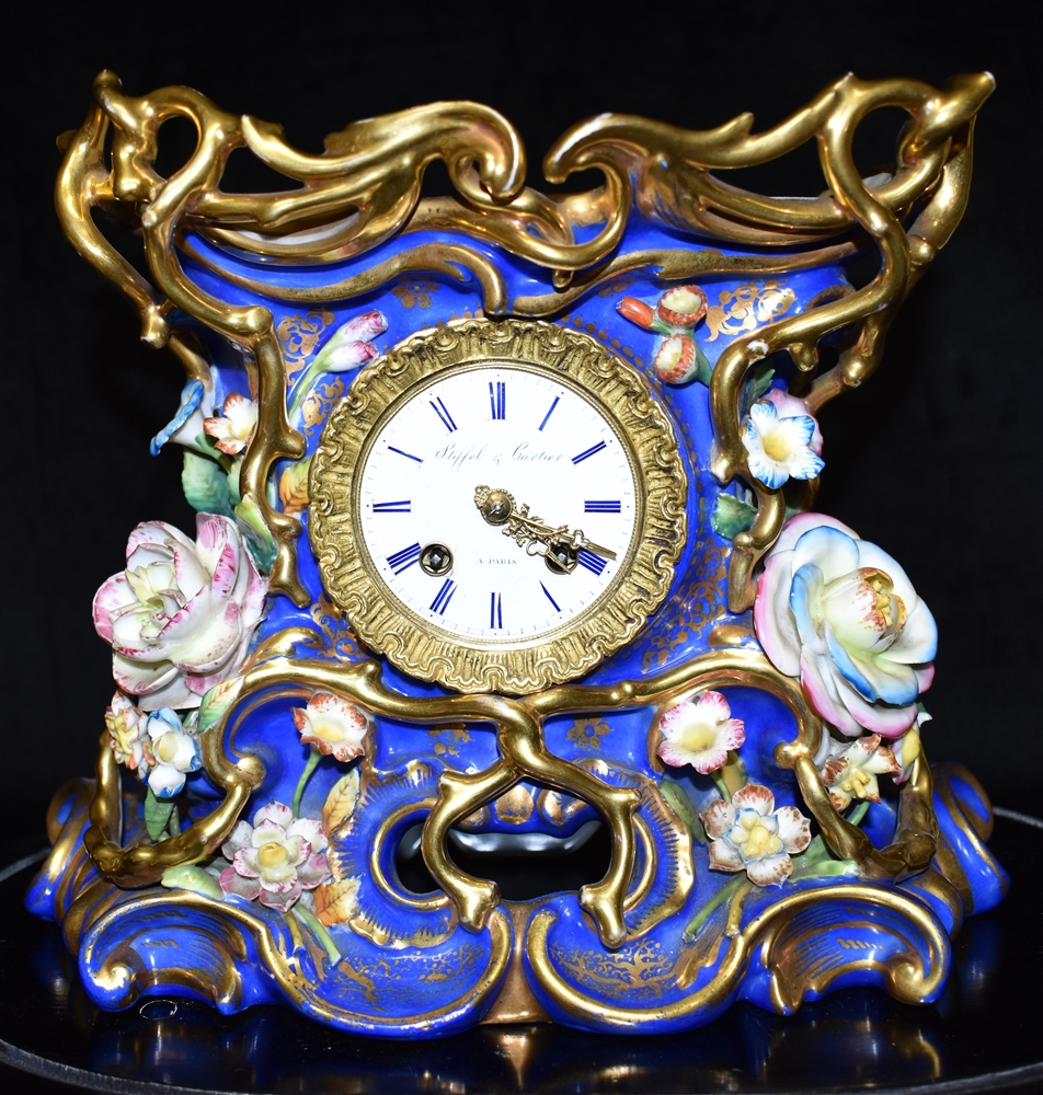 A 19TH CENTURY FRENCH MANTLE CLOCK BY STIFFEL & CARTIER the 8 day movement striking on a bell, - Bild 5 aus 9