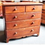 MAHOGANY CHEST OF TWO SHORT OVER THREE LONG GRADUATING DRAWERS and raised on bracket feet, H 113cm x