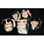 FIVE ROYAL DOULTON CHARACTER JUGS: D6617 'Lobster Man', D6467 'Capt Henry Moore', D6500 'Capt Ahab',