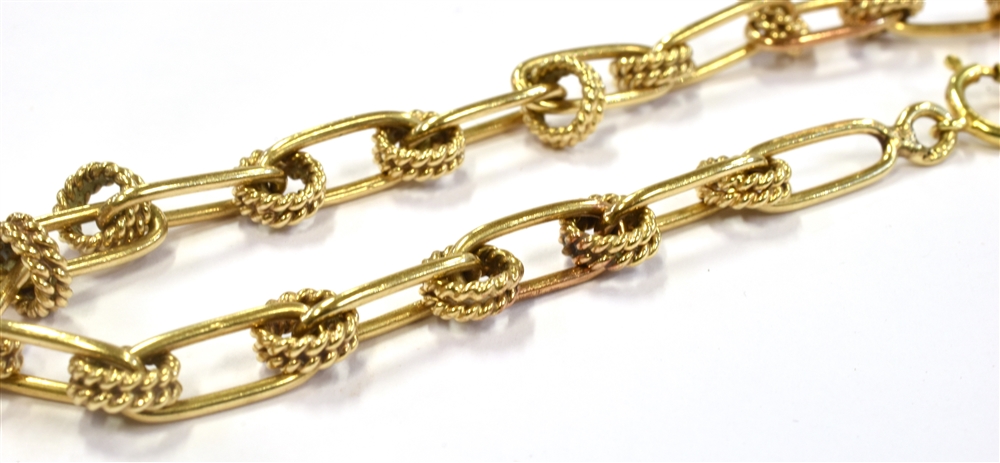 A YELLOW METAL BRACELET Of open work design, unmarked with testing indicating 14Kt, 17.5 cm long, - Image 2 of 2