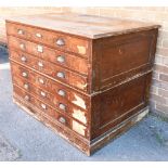 A STAINED PLAN CHEST of six drawer configuration, H 90cm x W 122cm X D 84cm Condition Report :