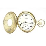 J W BENSON, A CASED SILVER HALF HUNTER POCKET WATCH With J W Benson marked to a white enamel dial