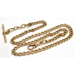 A 9CT ROSE GOLD ALBERT CHAIN AND T BAR The chain measuring 52cm long, chain and T bar marked 375,
