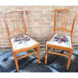 PAIR OF ASH FRAMED CHAIRS with upholstered seats, H 94cm