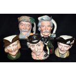 FIVE ROYAL DOULTON CHARACTER JUGS: D6600 'The Walrus & Carpenter', D6532 'Robinson Crusoe', 'Robin