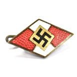 MILITARIA - A GERMAN THIRD REICH HITLER YOUTH MEMBERSHIP BADGE with originial pin fastening (maker's