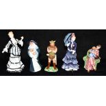 FIVE ROYAL DOULTON FIGURES: HN3472 'La Loge' numbered 406/7,500; HN3473 'Les Parapluie'; HN2911 '