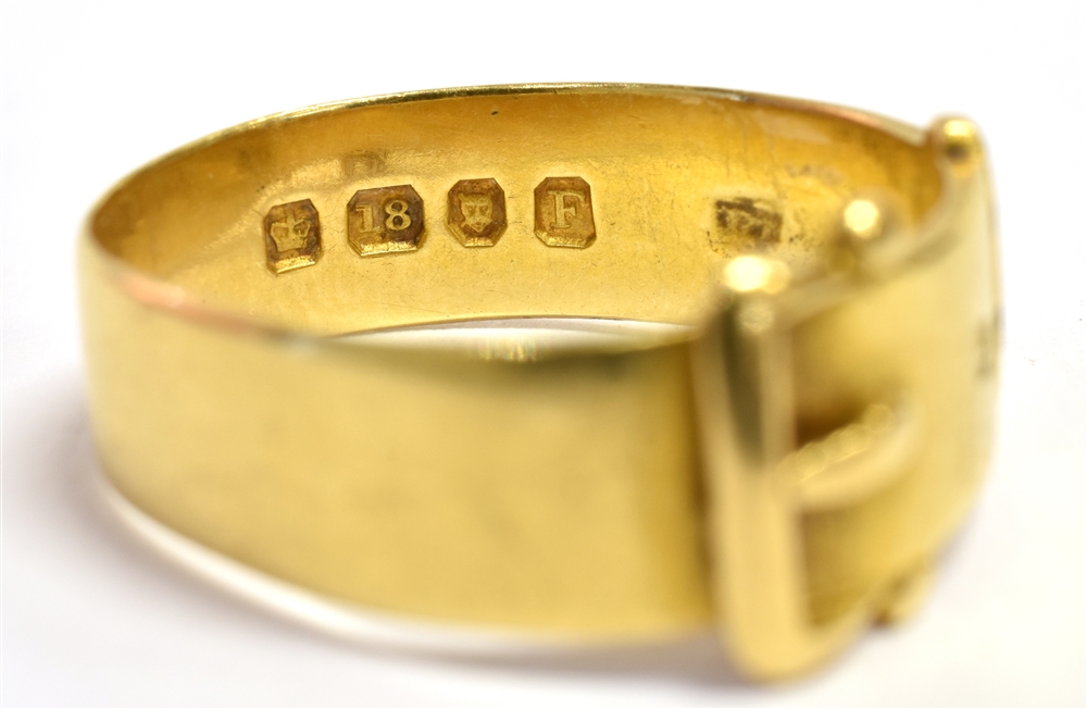 A VICTORIAN 18CT GOLD BUCKLE AND BELT RING Hallmarked for London 1881, ring size O weight approx. - Image 3 of 3