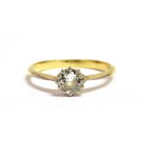AN 18CT GOLD DIAMOND SOLITAIRE RING With the round cut diamond measuring approx. 4 mm in diameter,