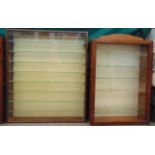 FOUR GLAZED DISPLAY CABINETS the largest by Picture Pride Displays and with eight glass shelves,