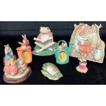 A COLLECTION OF BORDER FINE ARTS BEATRIX POTTER ITEMS comprising Jeremy Fisher money box, Mrs Rabbit