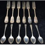 A COLLECTION OF VICTORIAN SILVER FORKS Together with some silver teaspoons, total weight 564