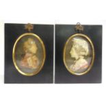 A PAIR OF WAX RELIEF PORTRAIT MINIATURES each labelled verso 'Original / wax relief by / Leslie