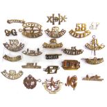 MILITARIA - ASSORTED BRASS & OTHER SHOULDER & COLLAR TITLES including those foor 15 Sikhs, 69