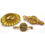 MEMORIAL BROOCHES three late 19th century to early 20th century brooches comprising a small 9ct gold