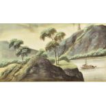 A PAIR OF CHINESE LANDSCAPE PAINTINGS on rice paper, each 12cm x 22cm Condition Report : good