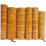 [MISCELLANEOUS]. BINDINGS Six assorted reference works, all leather-bound (spines slightly but