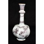 A LATE 17TH/EARLY 18TH CENTURY CONTINENTAL DELFT VASE the globular octagonal body and slender
