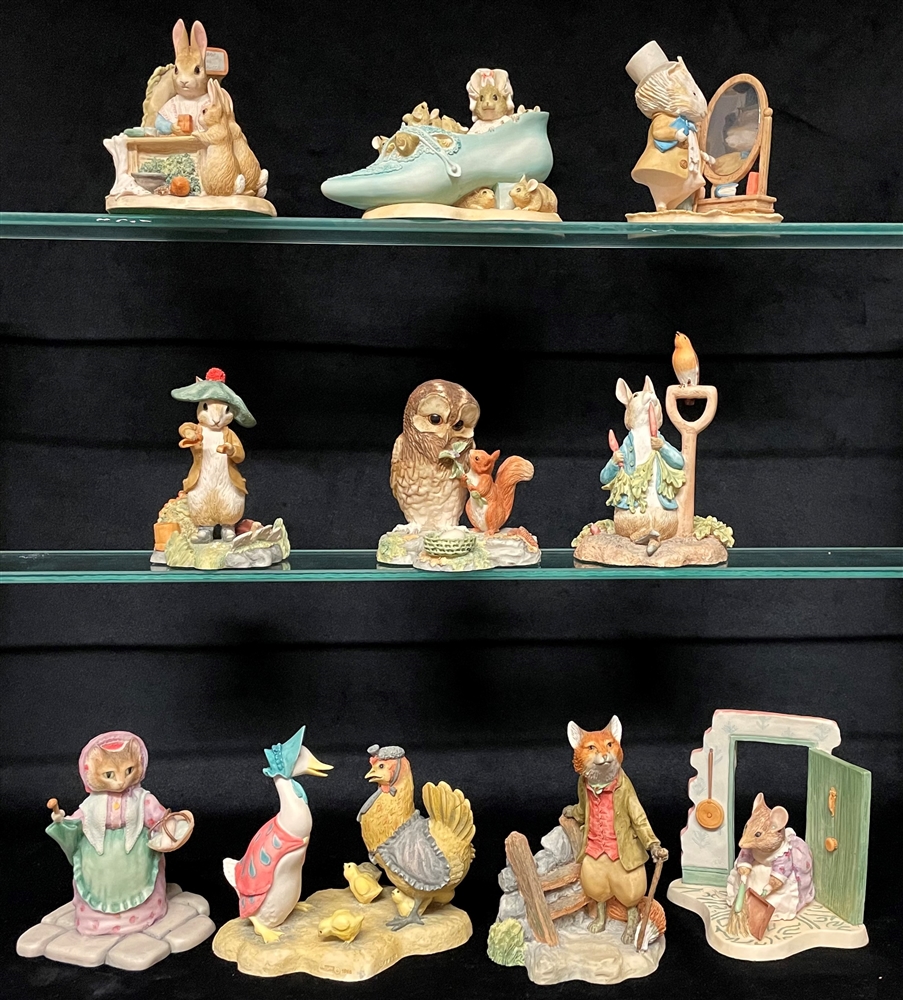 TEN BORDER FINE ARTS BEATRIX POTTER FIGURES: BP11 'Mrs Rabbit at Work'; BP12 'The Amiable Guinea