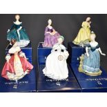 SIX ROYAL DOULTON FIGURES: HN2461 'Janine', HN2274 'Clarinda', HN2229 'Southern Belle', HN2421 '