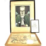 KAPP Edmond Xavier (1890-1978) Sir Ernest Pollock Master of the Rolls caricature Coloured