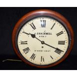 A VICTORIAN FUSEE MOVEMENT WALL CLOCK the 12' dial inscribed 'J. CRACKNELL HIGH ST ST MARY CRAY',