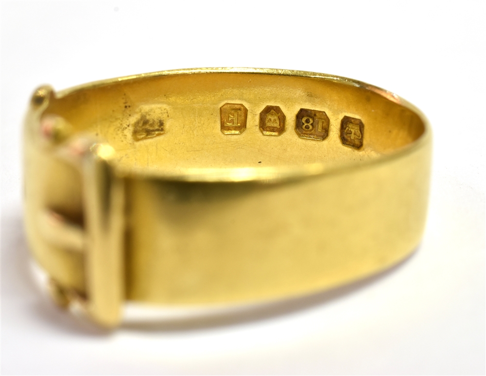 A VICTORIAN 18CT GOLD BUCKLE AND BELT RING Hallmarked for London 1881, ring size O weight approx. - Image 2 of 3