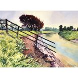 RONALD JESTY (1926-2016) 'River Parrett at Staithe' Watercolour Signed in pencil lower right,