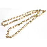 A 9ct GOLD FLAT CURB LINK NECKLACE 44cm long weight approx. 4 grams