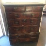 MAHOGANY CHEST ON CHEST, the upper section having a moulded cornice above two short, over three long