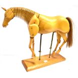 AN ARTISTS LAY FIGURE OF A HORSE approx 49cm high