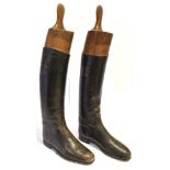 A PAIR OF MENS LEATHER RIDING BOOTS stamped to interior 'Crafted by the House of Hawkins', approx