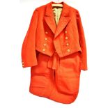 A GENTLEMAN'S SCARLET HUNT COAT with New Forest Hounds brass buttons (ten large, four small);