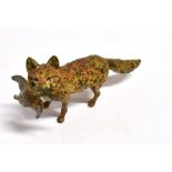 A COLD PAINTED BRONZE FIGURE OF A STANDING FOX holding a duck in its mouth, without maker's marks,