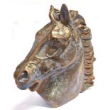 A BRONZE EFFECT COMPOSITION STUDY OF A HORSES HEAD 37cm high