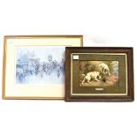 MANNER OF FRANK PATON Too Late! Terriers Rabbiting, colour print, 15 X 24cm, and After Gilbert