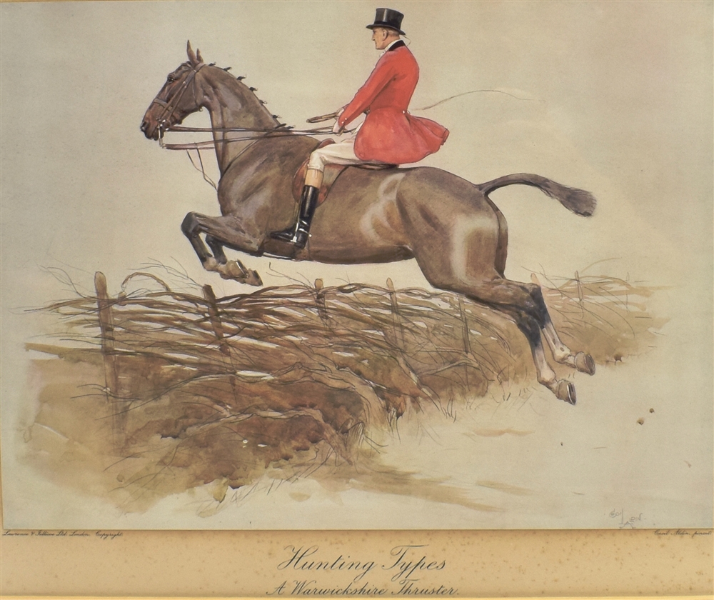 AFTER CECIL ALDIN 'Hunting types - A Warkwickshire Thruster', coloured lithograph, publ. Lawrence