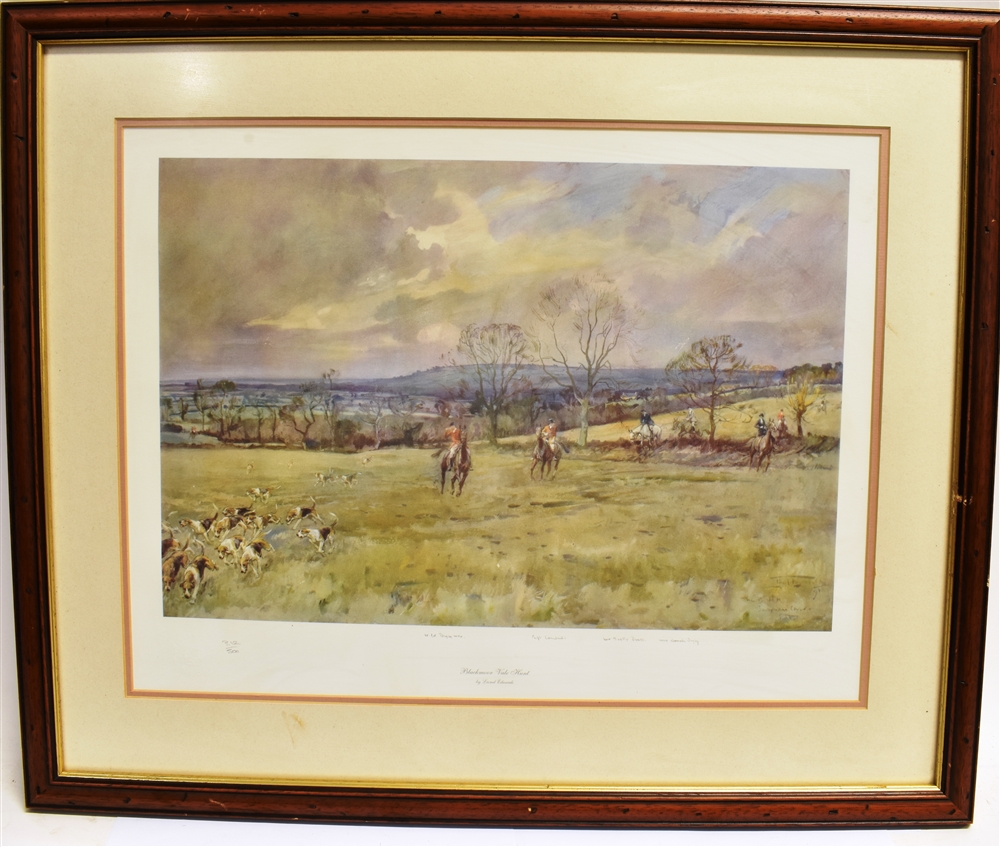 A LIMITED EDITION LIONEL EDWARDS PRINT 'BLACKMOOR VALE HUNT' numbered 312/500, Chelsea Green - Image 4 of 6