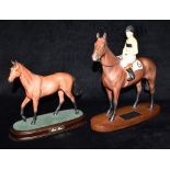 A BESWICK CONNOISSEUR MODEL 'ARKLE WITH PAT TAAFE UP' in matt finish on oval wooden plinth base,