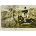 THREE LARGE COLOURED PRINTS AFTER JOHN LEECH each 26cm x 59.5cm (plate size), uniformly framed and