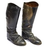 PAIR OF GENTLEMAN'S BLACK LEATHER TOP RIDING BOOTS without trees, size 9