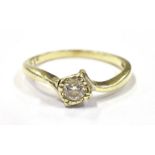 A 9CT GOLD DIAMOND SOLITAIRE RING ring size L, weight 1.8grams