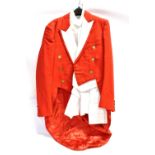 A GENTLEMAN'S RED SCARLET TAIL COAT together with a quantity of gentleman's evening wear