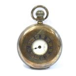A SILVER HALF HUNTER POCKET WATCH the white enamel face, anonymous with black Roman numerals, blue